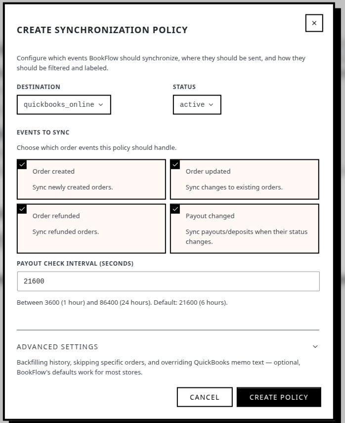 Creating a synchronization policy